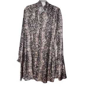 SHEIN CURVE GRAY BLACK SNAKESKIN PRINT PULLOVER BLOUSE 2XL